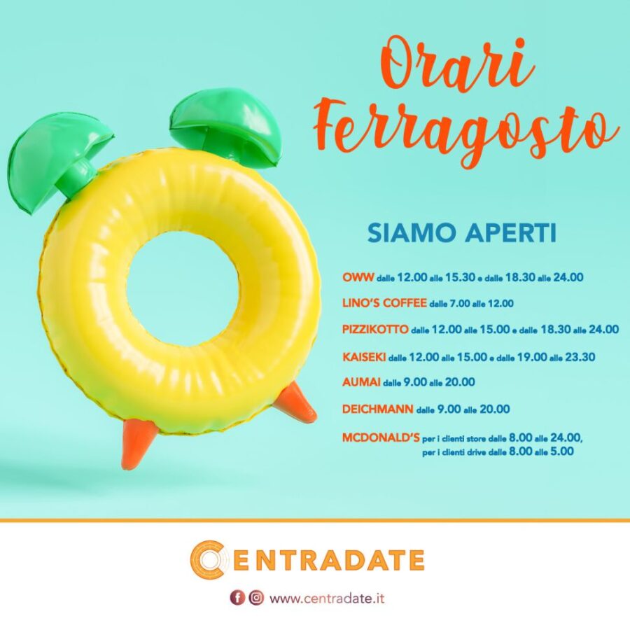 Immagine comunicazione orari Ferragosto 2025